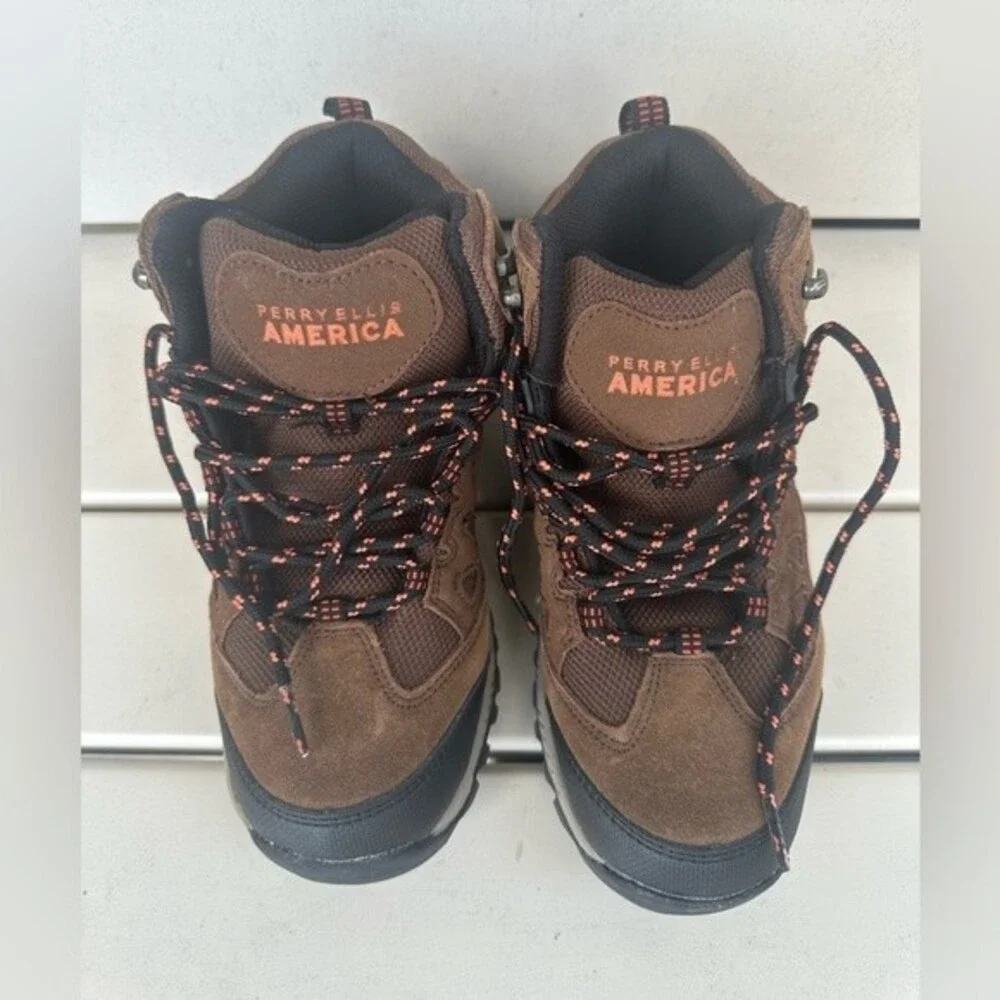Perry Ellis America Youth Boy's Carter GP Hiking Brown Suede Boots Shoes Size 3